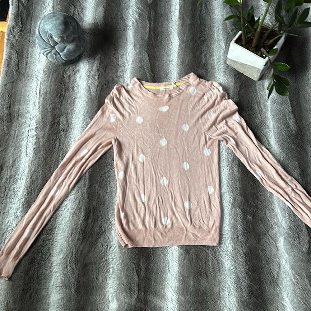 Pink Polka Dot Embossed Sweater